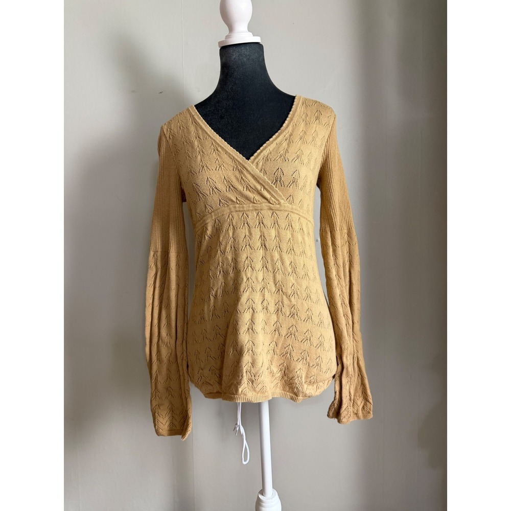 Axcess Pointelle Knit Empire Waist Sweater baby doll y2k bella swan bell sleeve